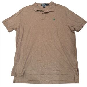 Polo by Ralph Lauren Tan Polo Golf Shirt with Green Pony Logo